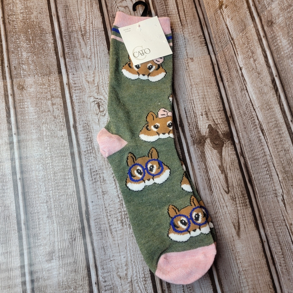 NWT Cato Novelty Socks with Hamster Faces Size 9-11